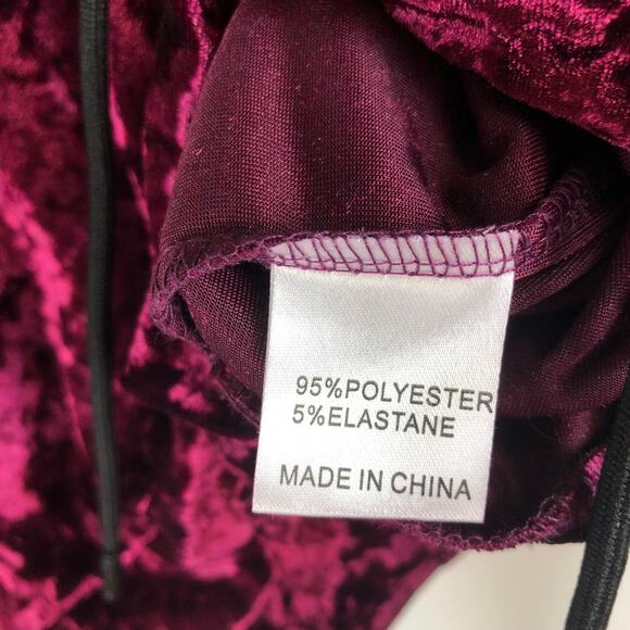 Emma & Sam Hoodie Womens Medium Pink Red Crushed Velvet Cropped Sweater - Picture 7 of 9